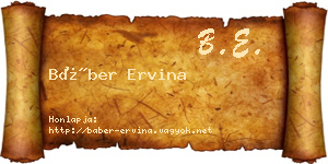 Báber Ervina névjegykártya